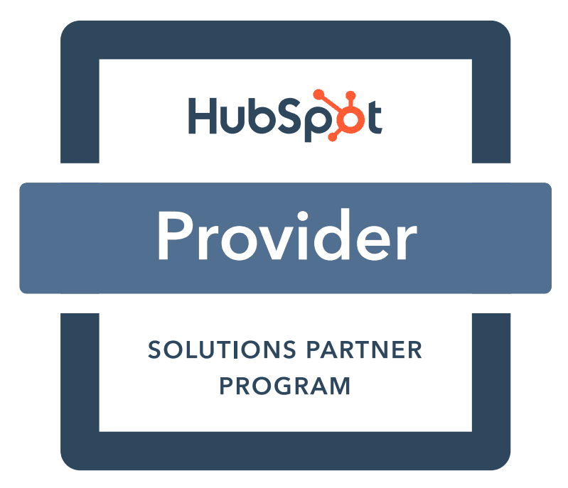 HubSpot Solutions Partner Program badge with 'Provider' label in the center.